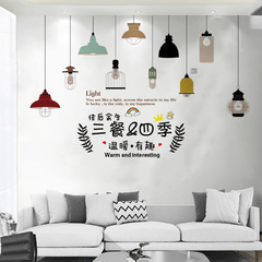 網紅出租屋改造廚房餐廳牆面布置三餐四季玻璃移門裝飾自粘貼畫