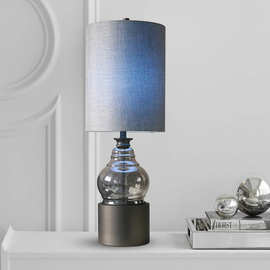 轻奢后现代简约烟灰色玻璃台灯跨境专供书房学习办公护眼金属台灯