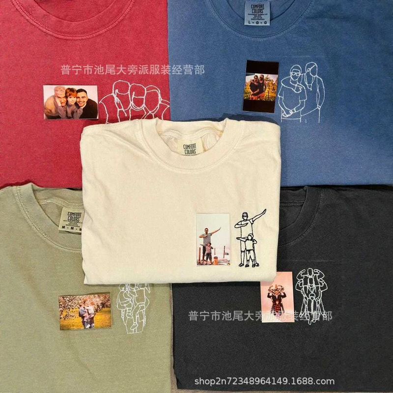Cross-Border Independent Website Etsy: Customizable Dad Portrait T-Shirt, Couple Shirts with Photos, Short-Sleeve Sweatshirt Cross-Border Independent Website Etsy: Customizable Dad Portrait T-Shirt, Couple Shirts with Photos, Short-Sleeve Sweatshirt