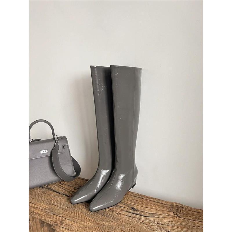 Inner Height-Increasing Genuine Leather Over-The-Knee Boots for Women 2025 Minimalist Style Elegant Knee-High Boots High Tube Wide Tube Slimming Look Boots Knight Boots