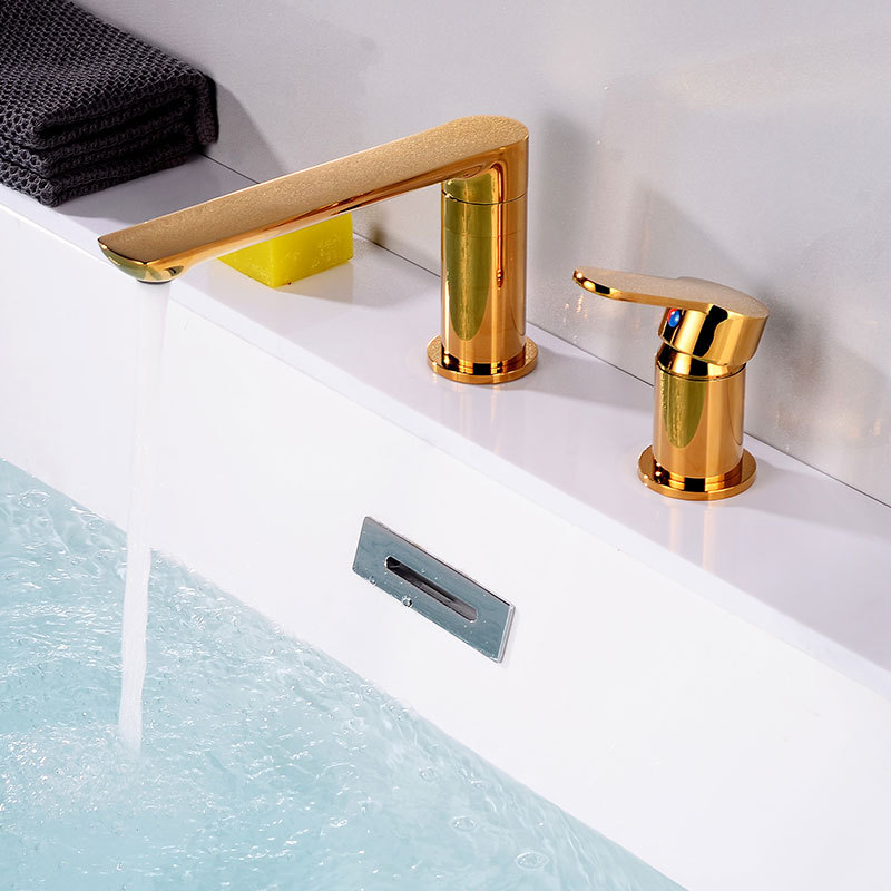 All-copper gun, grey bathtub faucet, side-mounted split hot and cold water faucet, three-piece set, bathroom showerhead, rotatable undefined