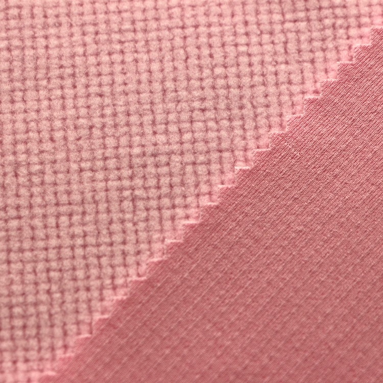 玉米粒摇粒绒布服装针织面料氨纶弹力单面小方格摇力绒摇粒绒布料