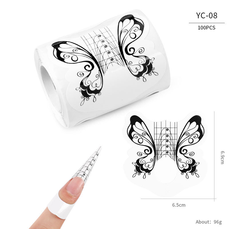 Titular de papel de uñas directo de fábrica extensión de fototerapia de uñas francés herramienta de uñas mariposa titular de papel rectangular 100 piezas