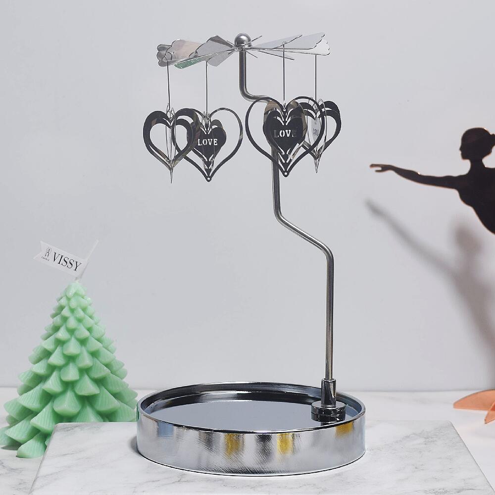 Fuente fabricante al por mayor Amazon INS bandeja redonda de acero inoxidable linterna giratoria giratoria candelabro de aromaterapia giratoria