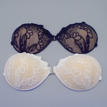 小胸性感蕾丝加厚硅胶胸贴无钢圈纯色隐形聚拢印花文胸批发