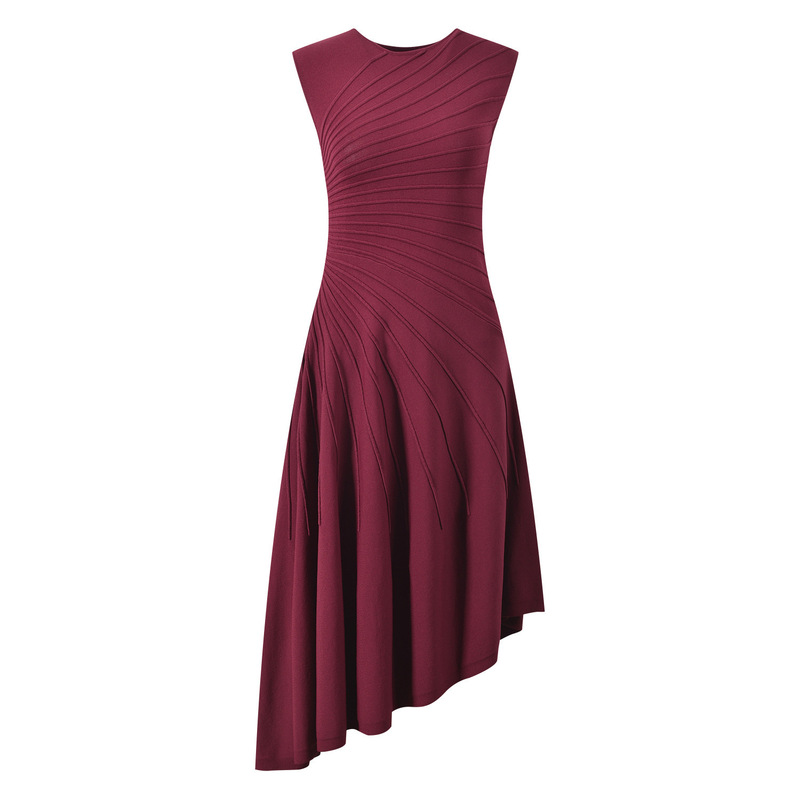 2025 Winter New Style French-Style Elegant Slim-Fit Irregular Line Round Neck Sleeveless Waist-Cinching Knit Dress