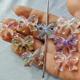 24*31mm镀UV透彩胖蝴蝶结 DIY手工串散珠串笔手机链挂件饰品配件