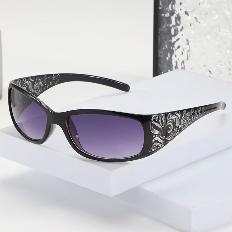 2025 Cross-Mirror New Style Sunglasses Printed with Laser Diamonds High-End Sunglasses for Women European and American Outdoor Uv Protection