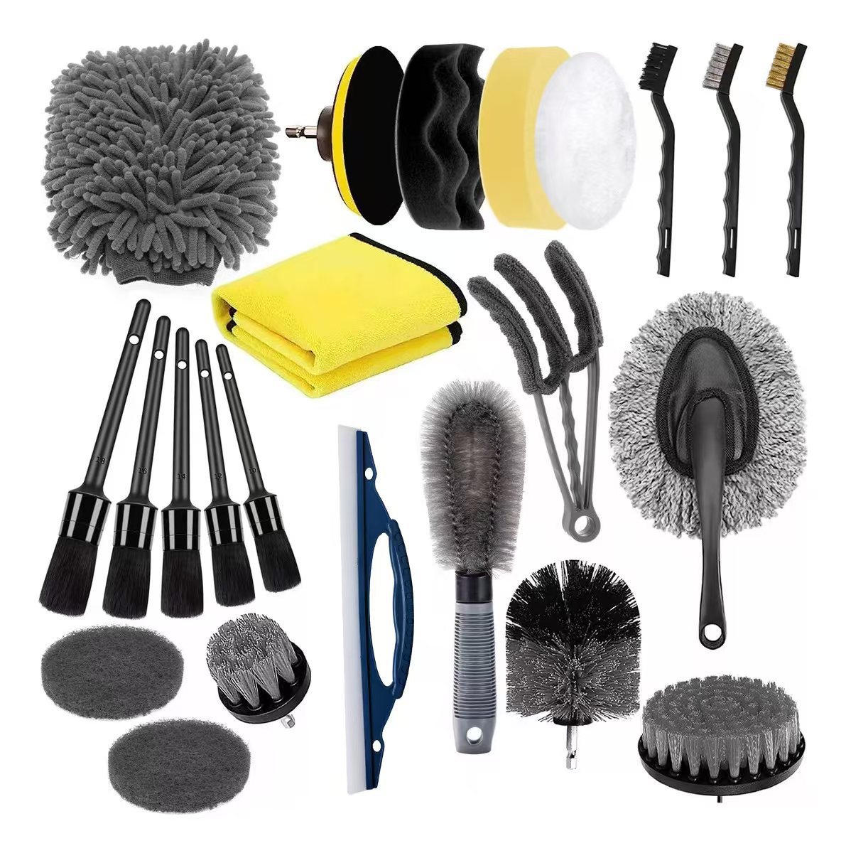 厂家直售电钻刷灰色套装23件套厨房卫浴地板清洁汽车用品家居清洁