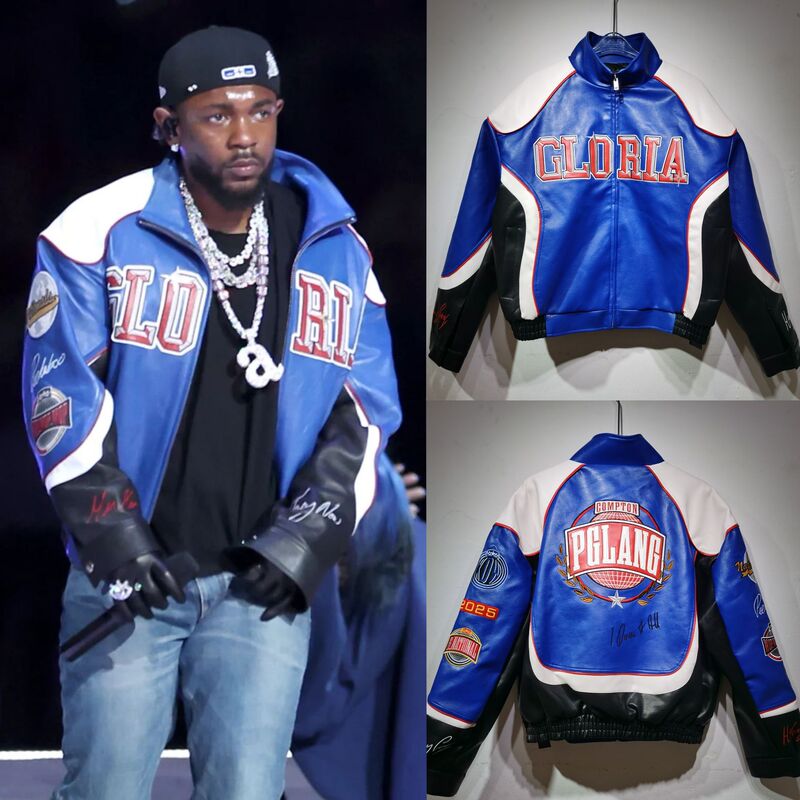 Kendrick Lamar, the British hip-hop artist, wore the same leather jacket as the British hip-hop group during their performance at the 59th Super Bowl Kendrick Lamar, the British hip-hop artist, wore the same leather jacket as the British hip-hop group during their performance at the 59th Super Bowl