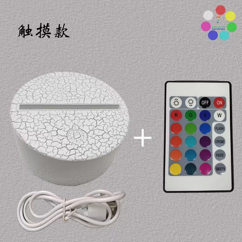 Fábrica directa 3D noche luz táctil control remoto botón plástico madera base interfaz USB LED base luminosa