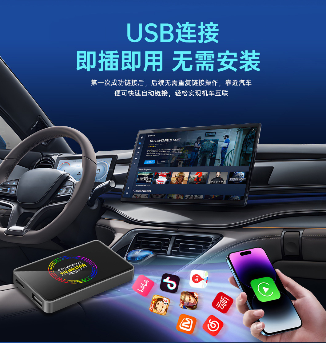 carplay to hdmi video adapter dual WIFI wired to wireless carplay car interconnection screen