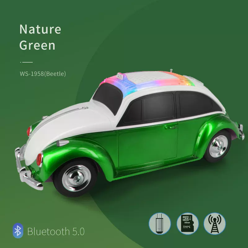 外贸跨境礼品重低音甲壳虫车模蓝牙音响家用多种播放模式音箱玩具