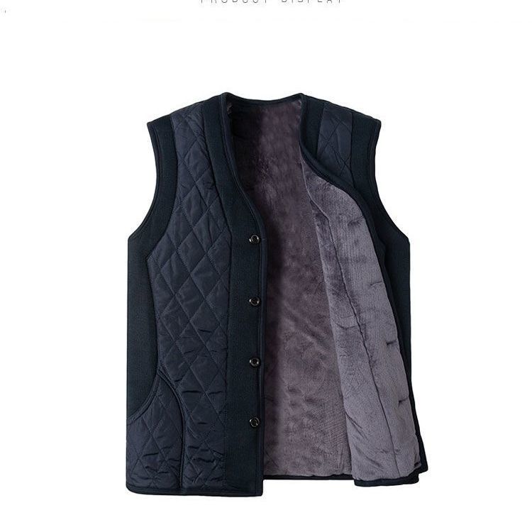 中老年马甲男驼绒爸爸冬装加绒加厚保暖坎肩爷爷内穿棉袄老人衣服