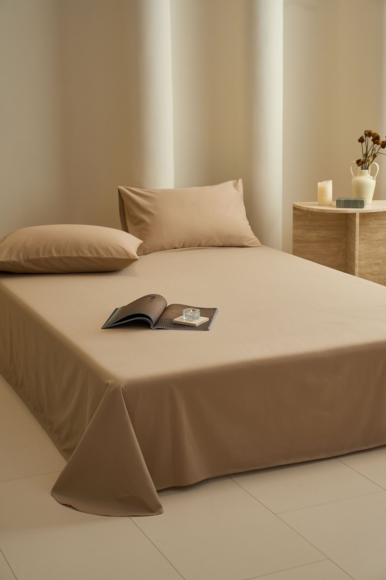 Shu Zunke||Simple 100s solid color pure cotton ceramic brushed long-staple cotton autumn and winter fully wrapped bed cover dust-proof sleeping naked