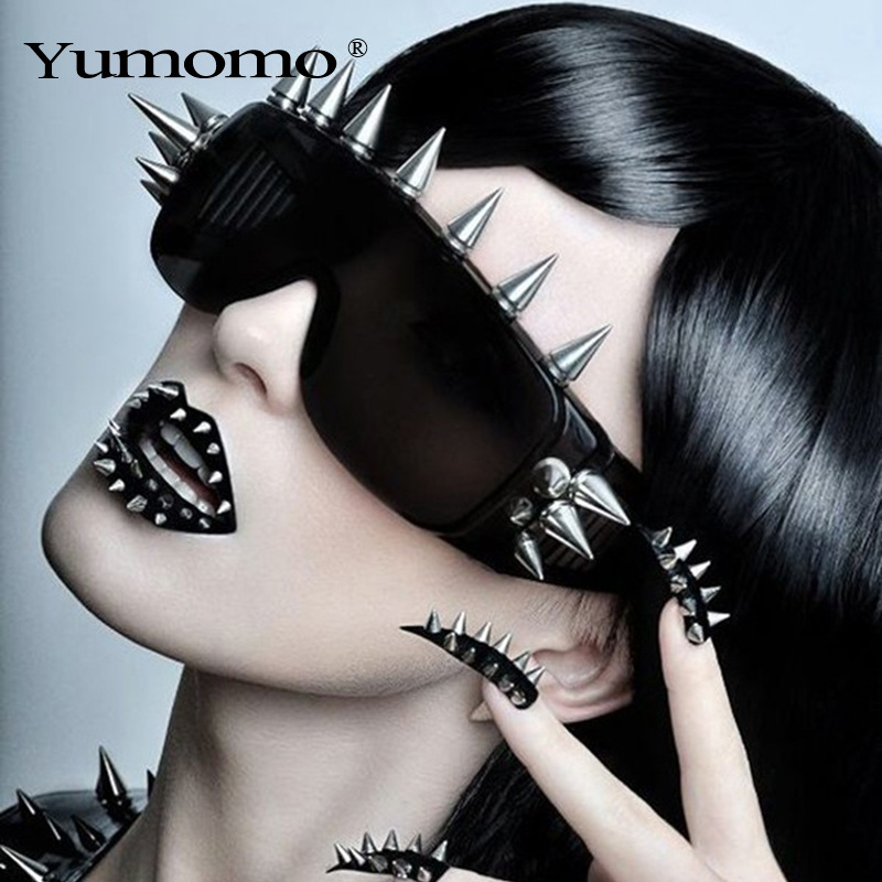 European And American Fashion Punk Rivet Sunglasses Personalized One-piece Men's And Women's Sunglasses Sunglasses