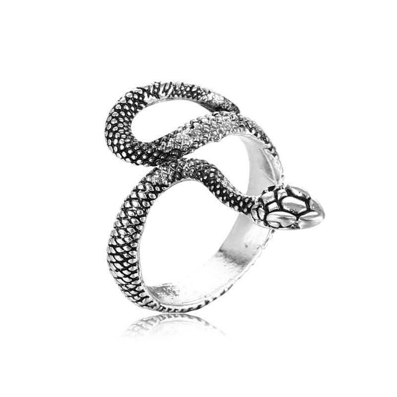 1 Piece Hip-hop Crown Snake Skull Alloy Plating Inlay Rhinestones Unisex Open Ring display picture 3