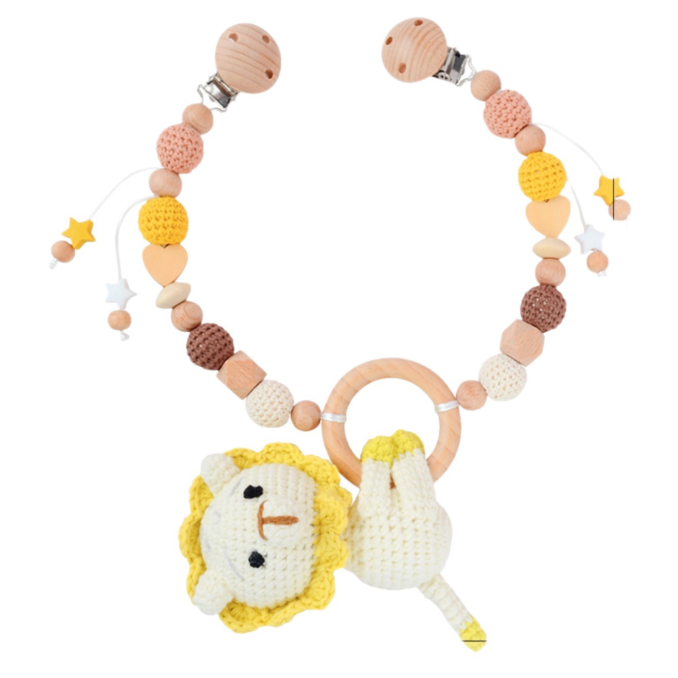 Bebé de punto muñeca animal lana ganchillo anti-caída cadena juguete cochecito puede roer colgante de ganchillo