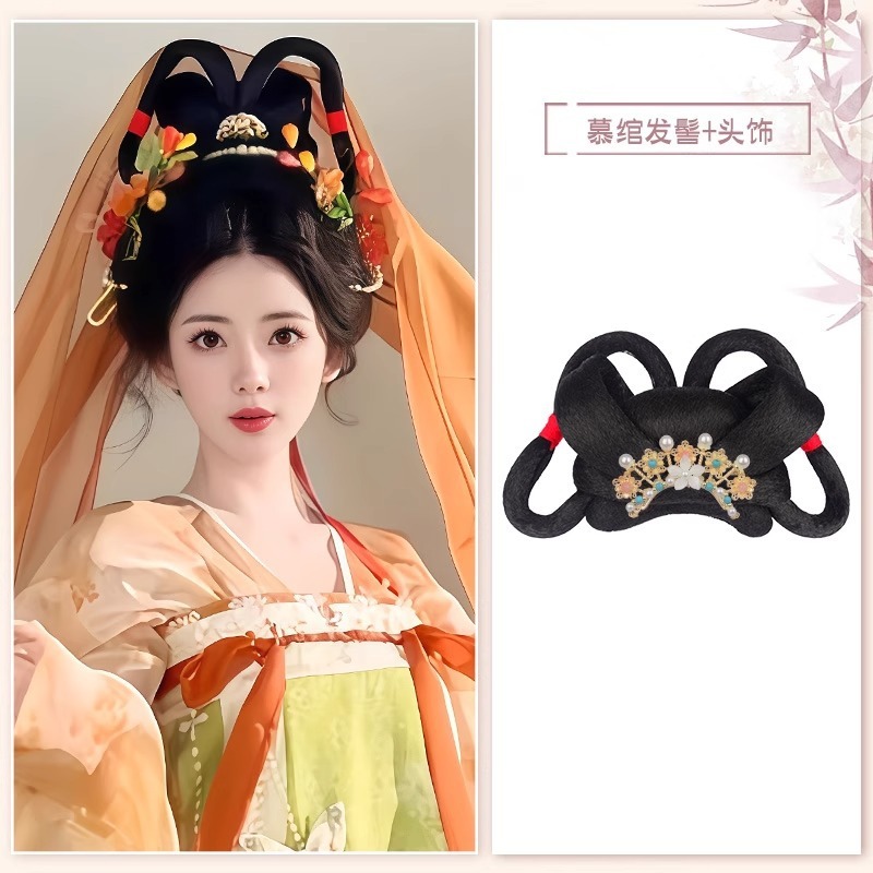 古风假发包汉服假发头饰发髻盘发古装一体发饰女日常唐风发包垫发|undefined
