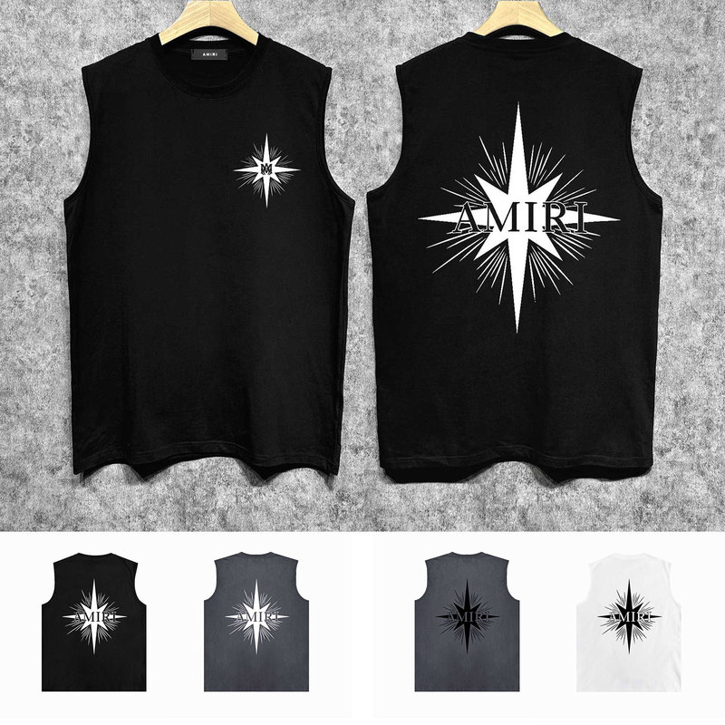 Long-Term Supply of Foreign Trade Cross-Border European and American Trendy Brands Summer Amiri t Shirt Sleeveless Vest T-Shirt