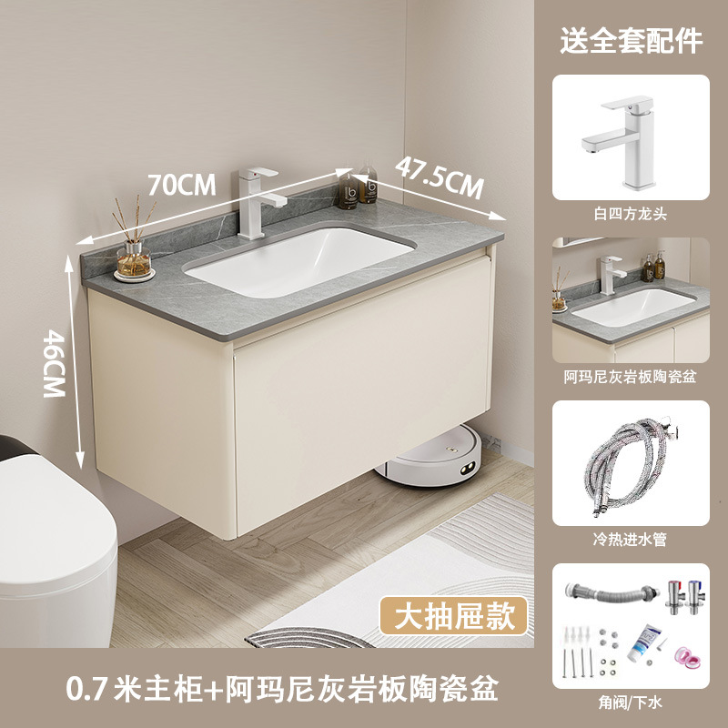 Gabinete de baño cerámico de acero inoxidable grueso integral lavabo de ángulo redondeado lavabo integral gabinete impermeable a prueba de humedad lavabo