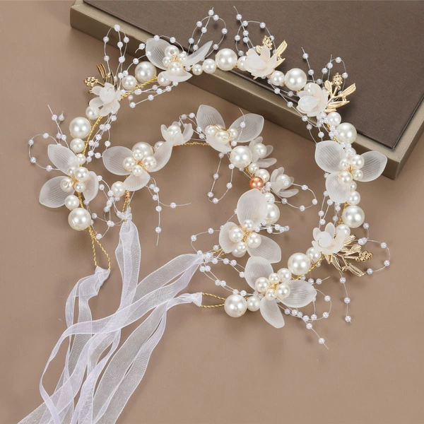 Headband, white wrist flower