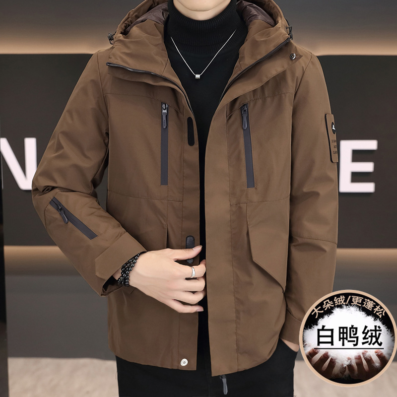 하이 엔드 남자 90 화이트 덕 다운 재킷 다운 재킷 겨울 새로운 후드 핸섬 두꺼운 비즈니스 재킷
