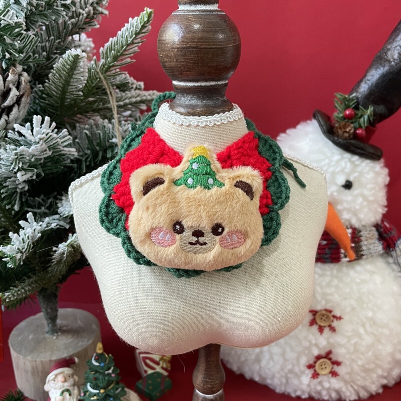 国境を越えた対外貿易ペットの小さな囲いサンタクロース猫犬の祝日プレゼント唾液タオルぬいぐるみ雪だるまマフラー|undefined