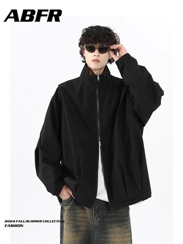 American functional style cream-colored cut men's autumn high-end pilot pleated work jacket combat coat