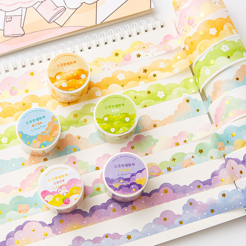 Cloud Dream Bronzing Washi Tape Hand Account Tape Hand Account Decorative Sticker Wave Landscaping and Paper Material Film