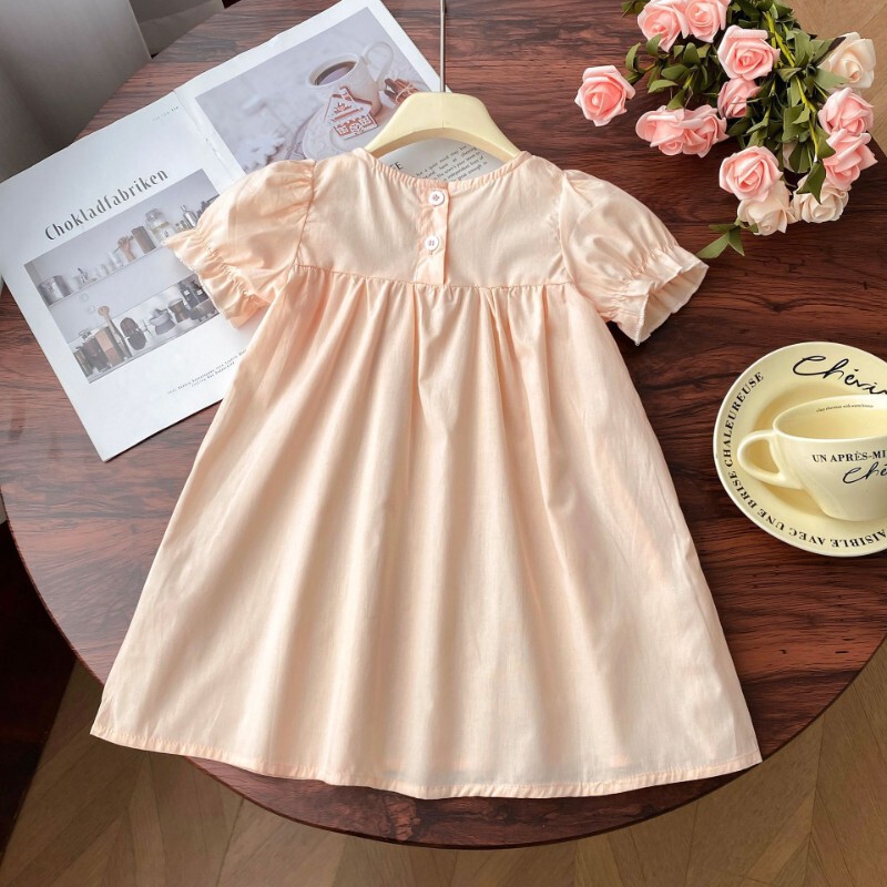 Girls' Spring and Autumn New Children's French Embroidered Lace dress Baby Girls' Top Sweet All-match Dress for Hair