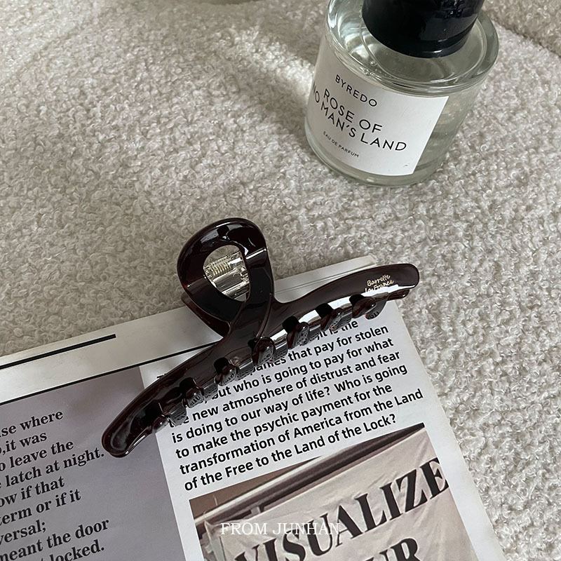 Factory Direct Elegant Brown Unique Gloss Grab Clip Hair Grab Pontail Clip Simple IN Shark Clip Hair Accessories Headdress_voghion.com