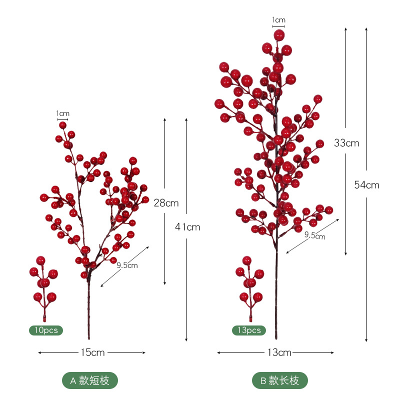 Aperitivo de Año Nuevo flor fortuna fruta artificial Holly arreglo floral de Navidad decoración mesa de comedor baya fruta roja Lovesick simulación de frijol Holly