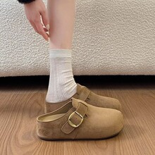 复古棕色厚底博肯半拖勃肯鞋女2026新款春季外穿增高包头凉拖鞋子