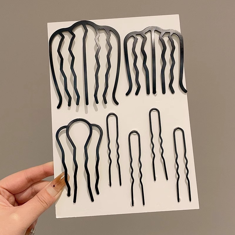 Pelo perezoso rizador negro horquilla pelo tapón bola cabeza pelo updo herramienta en forma de U peine pelo trenzado artefacto horquilla