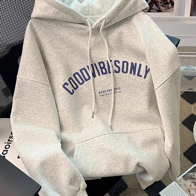 Shandong Jimo Women's Sweatshirt, Spring and Autumn Style, Fleece-Lined Jacket, Autumn Pullover with Hood for Petite Women, 2026 Autumn New Model