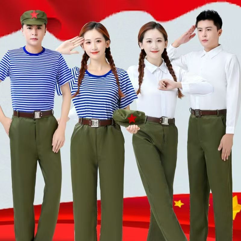 Dance Performance Costumes of the Same Style as Fanghua, Youth Artist Troupe Costumes, Red Guards Nostalgic Military Uniforms, Red Song Chorus Performance Costumes