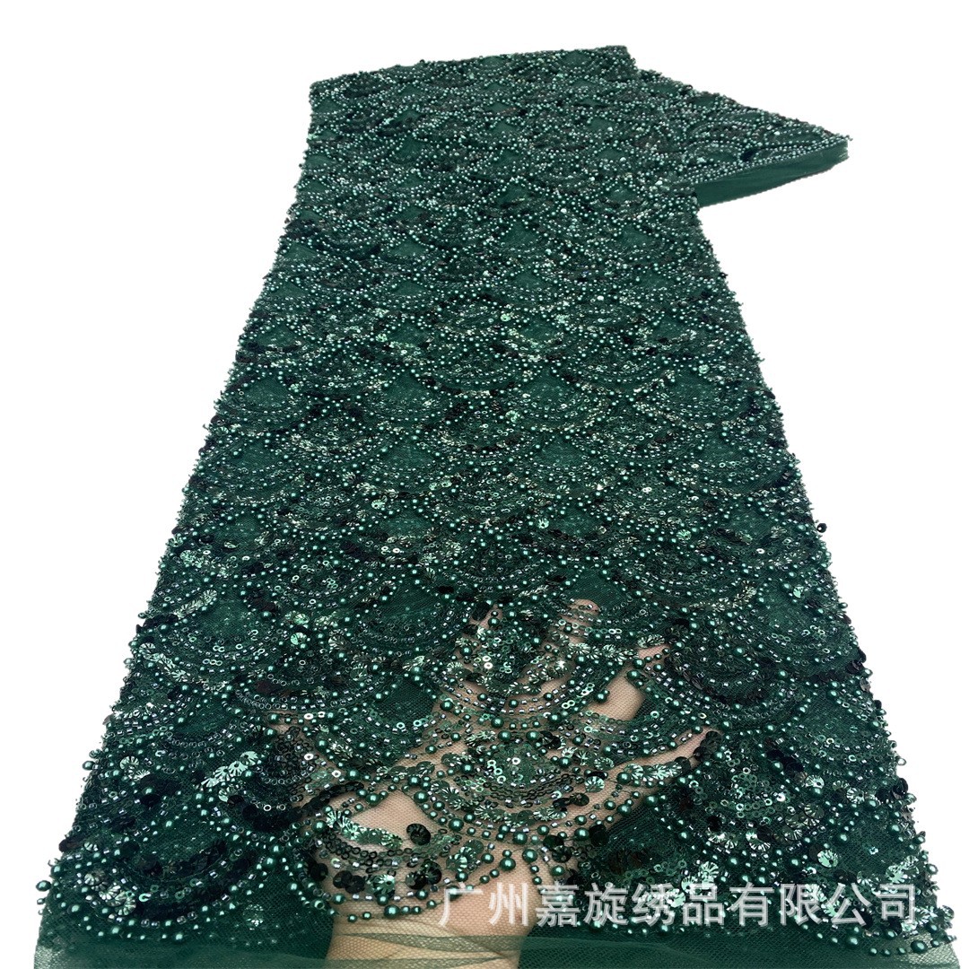 Pequeño abanico completo de escamas de pescado de sequilla de perlas tubo vestido de tela europea y americana vestido de vestido de novia encaje image 6
