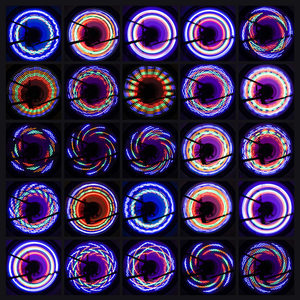 16LED 自転車ホイール風火輪ライト 感応式 前後対応 夜間走行に 黒色