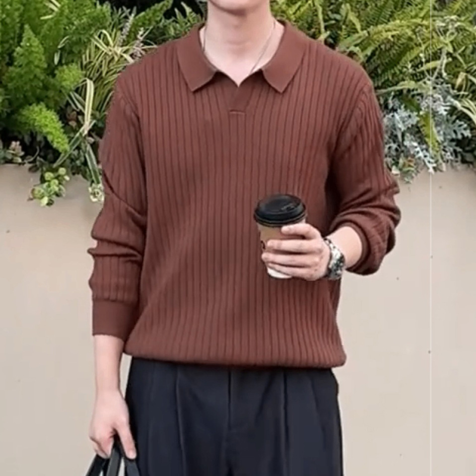 Primavera y otoño nueva camiseta polo con solapa camiseta de manga larga suéter hombre viejo dinero estilo delgado comercio exterior fábrica transfronteriza al por mayor image 9