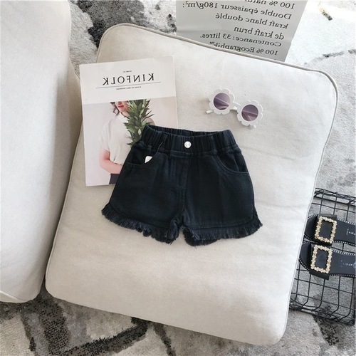 Children's clothing summer new solid color Korean pants girls casual white jeans children's black shorts baby hot pants