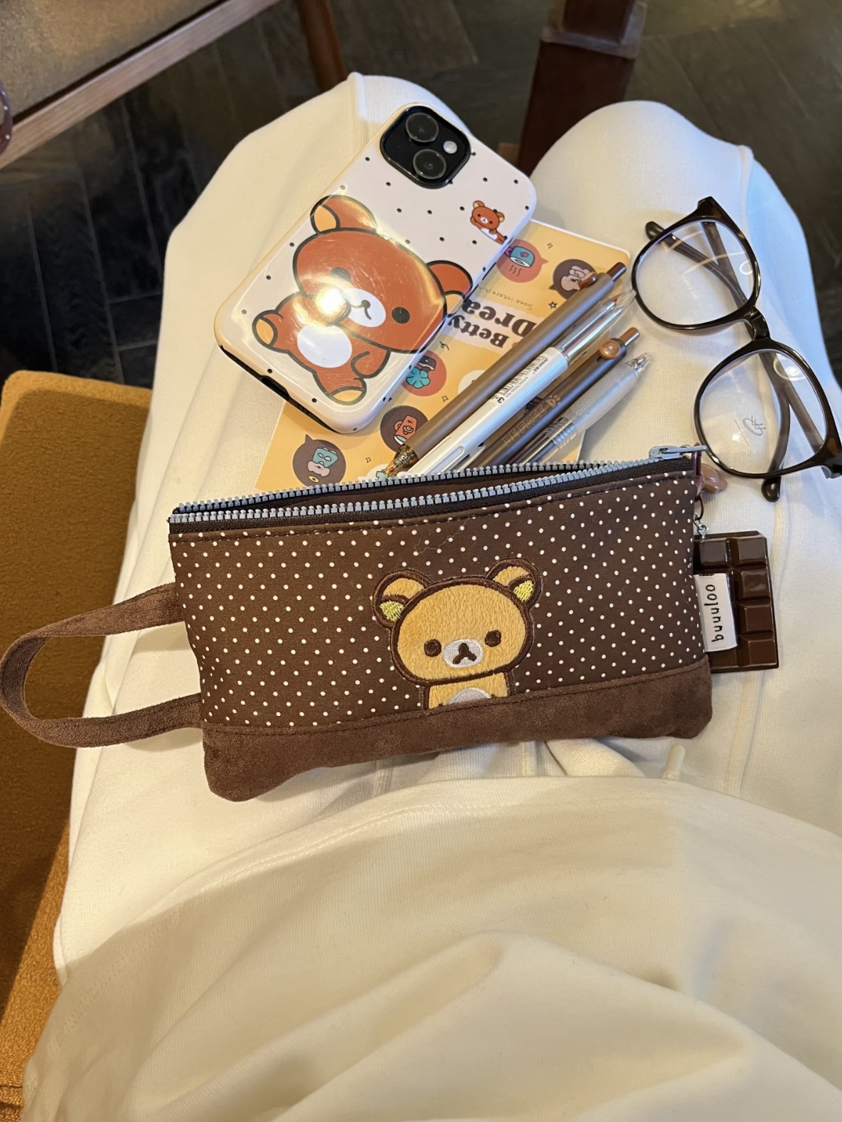 땡땡이 곰돌이 필통