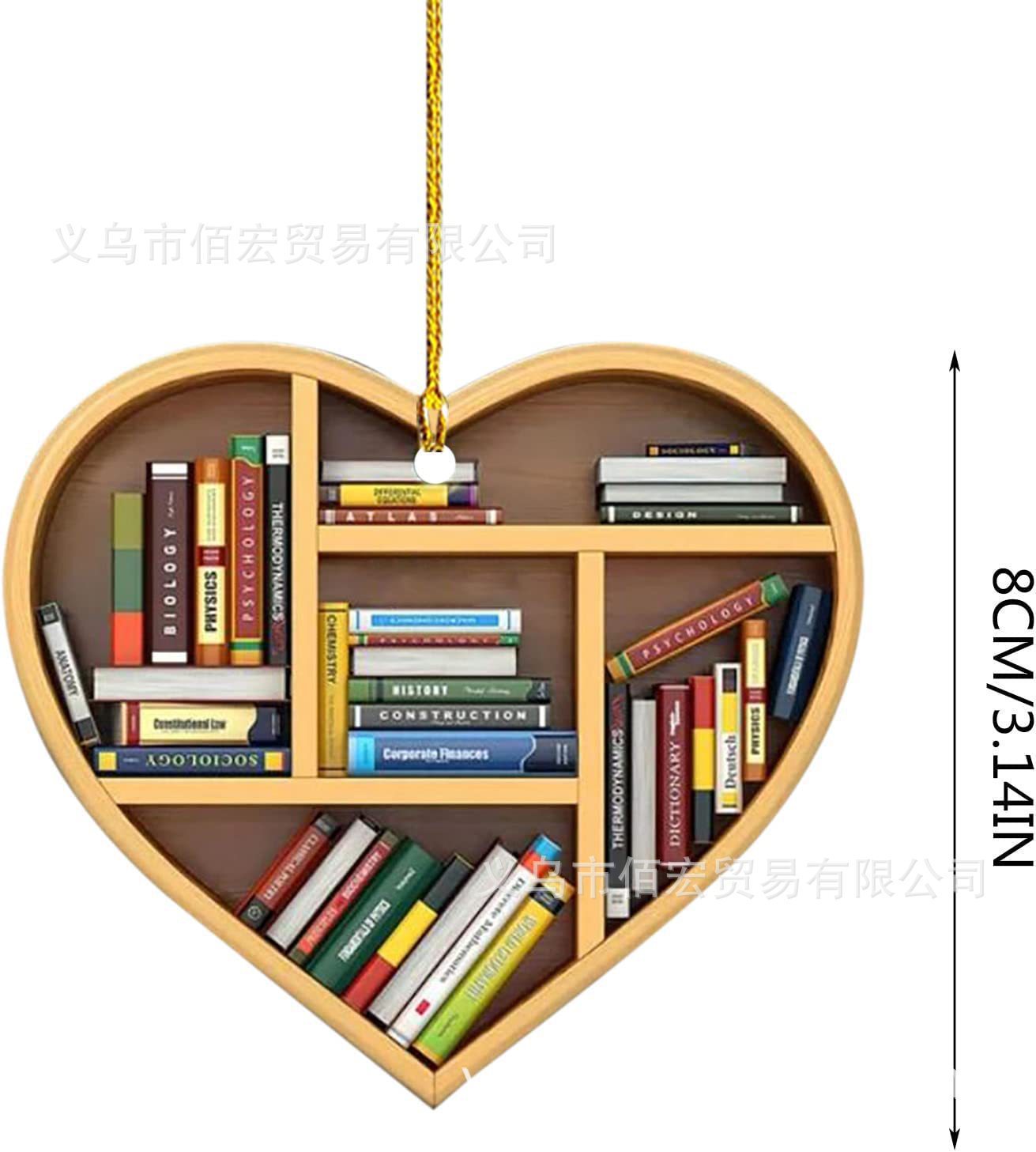 23 nuevos adornos de Navidad libros amantes de la biblioteca en forma de corazón adornos de automóviles adornos de decoración del hogar