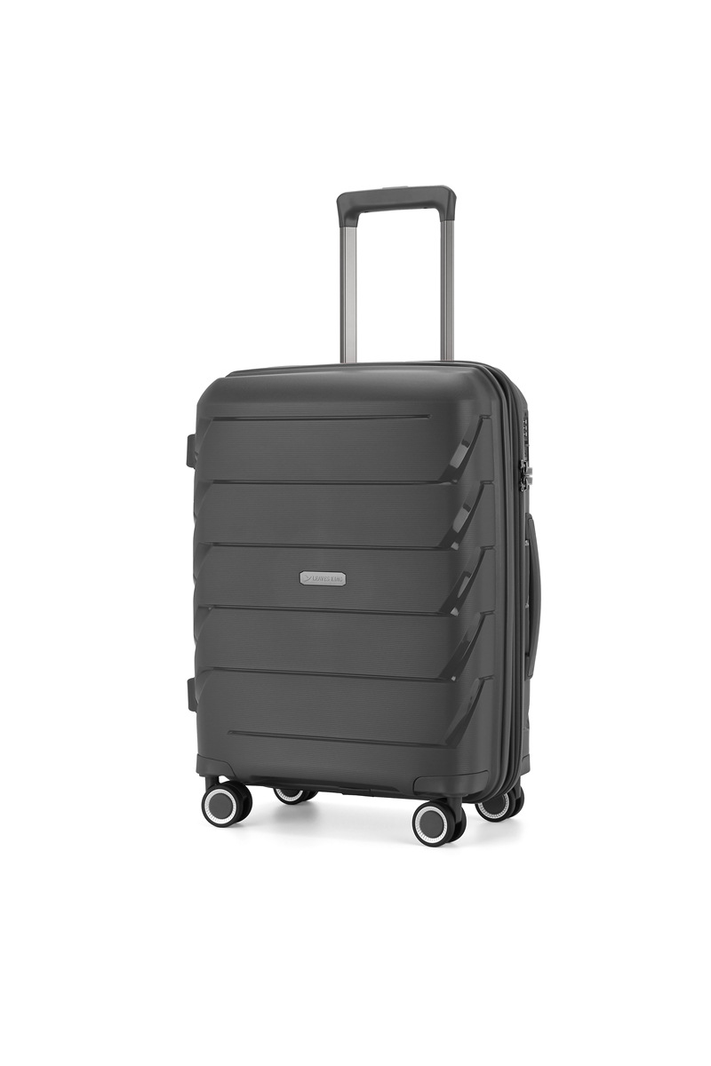 Vali kéo nhựa PP nhẹ chống rơi 20 inch có khóa kéo cho học sinh — Dây kéo đôi màu xám (với lớp mở rộng), Dây kéo đôi màu đen (có lớp mở rộng)