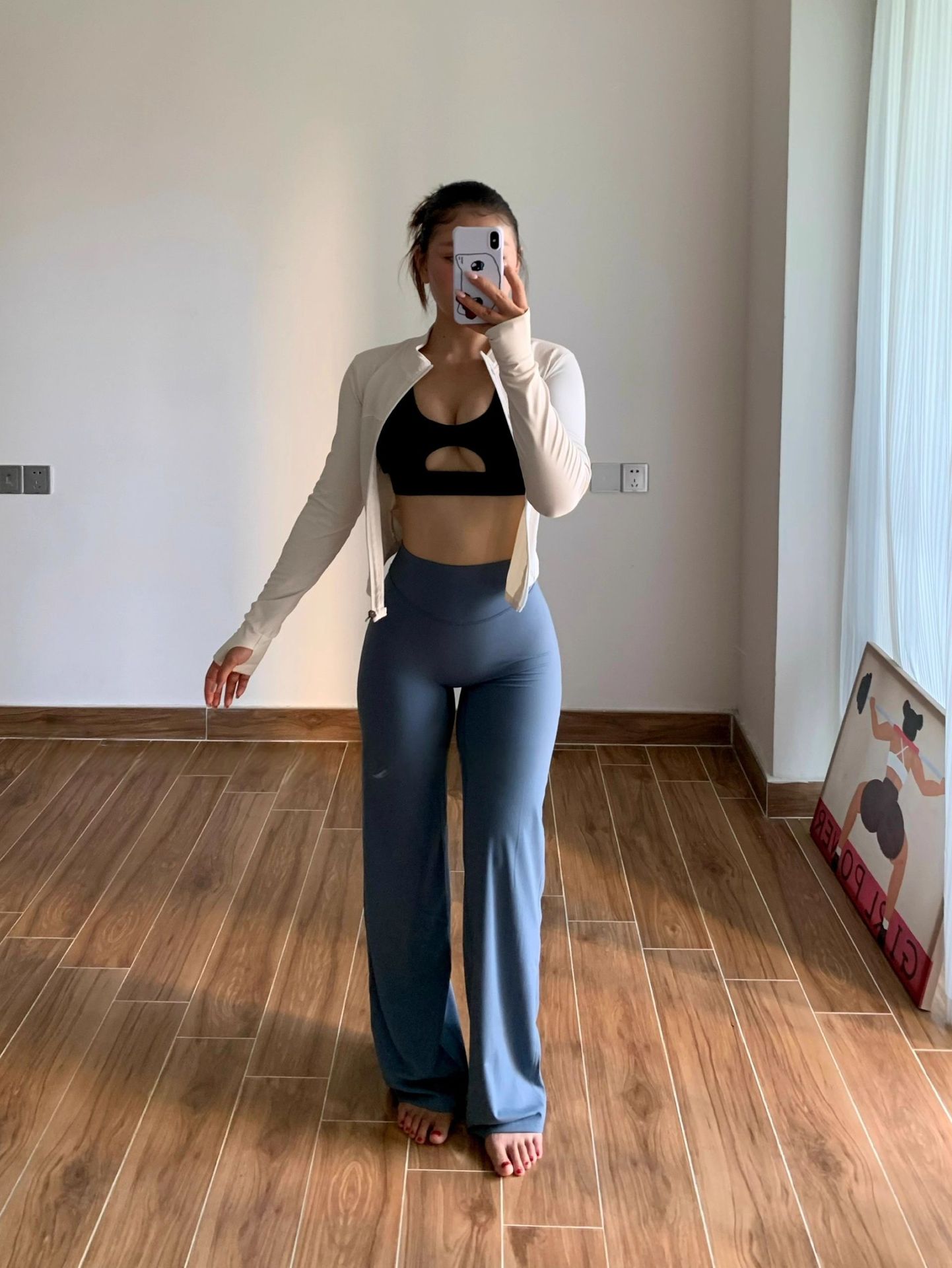 Europa y los Estados Unidos desnudos de cintura alta pantalones de piernas anchas nuevas pantalones de pilates deportivo pantalones 1850