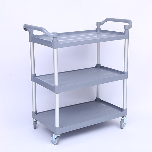 Large three-layer plastic cart snack cart push cart for street vending food cart three-tier with wheels ultra-large load capacity hotel