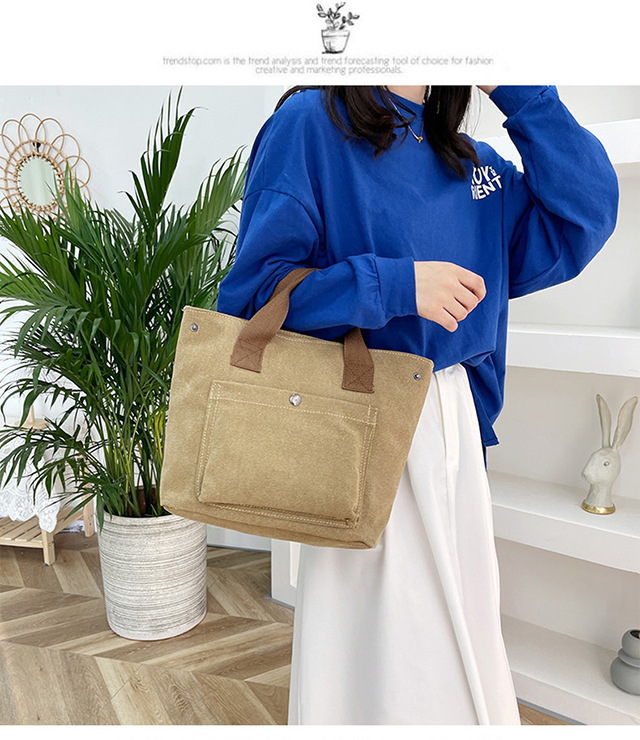 Forest-style artistic canvas handbag for women, 2022 Summer new retro small bag, simple tote bag, hand-held cloth bag Item Picture