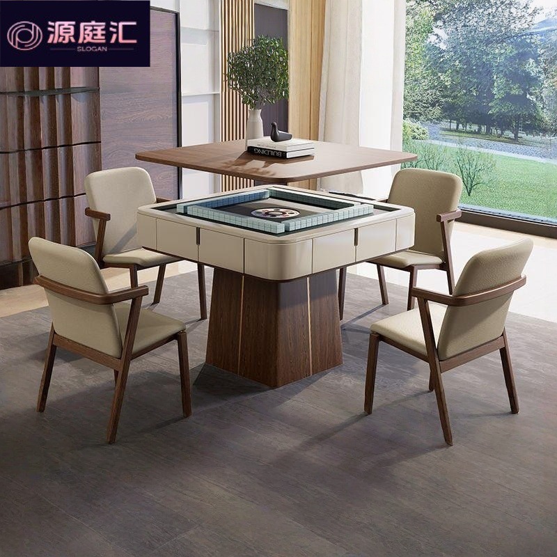 Medieval-Style Mahjong Table and Dining Table Dual-Use New Chinese-Style Silent Multi-Functional Chess and Card Game Home-Use Round Table Two-In-One Mahjong Machine