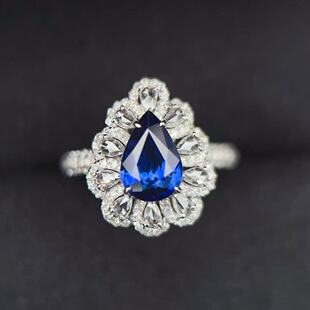 Classic Luxury Fashion Sri Lanka 2.15ct18k Natural Royal Blue Sapphire Drop Ring