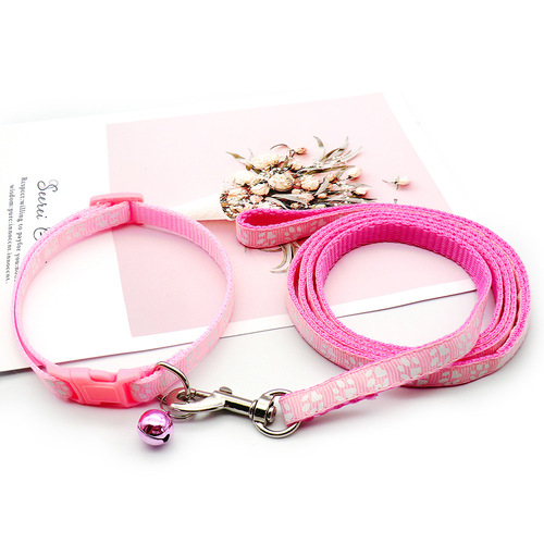 Dog paw print leash, dog leash collar set, cartoon print, dog collar, cat leash